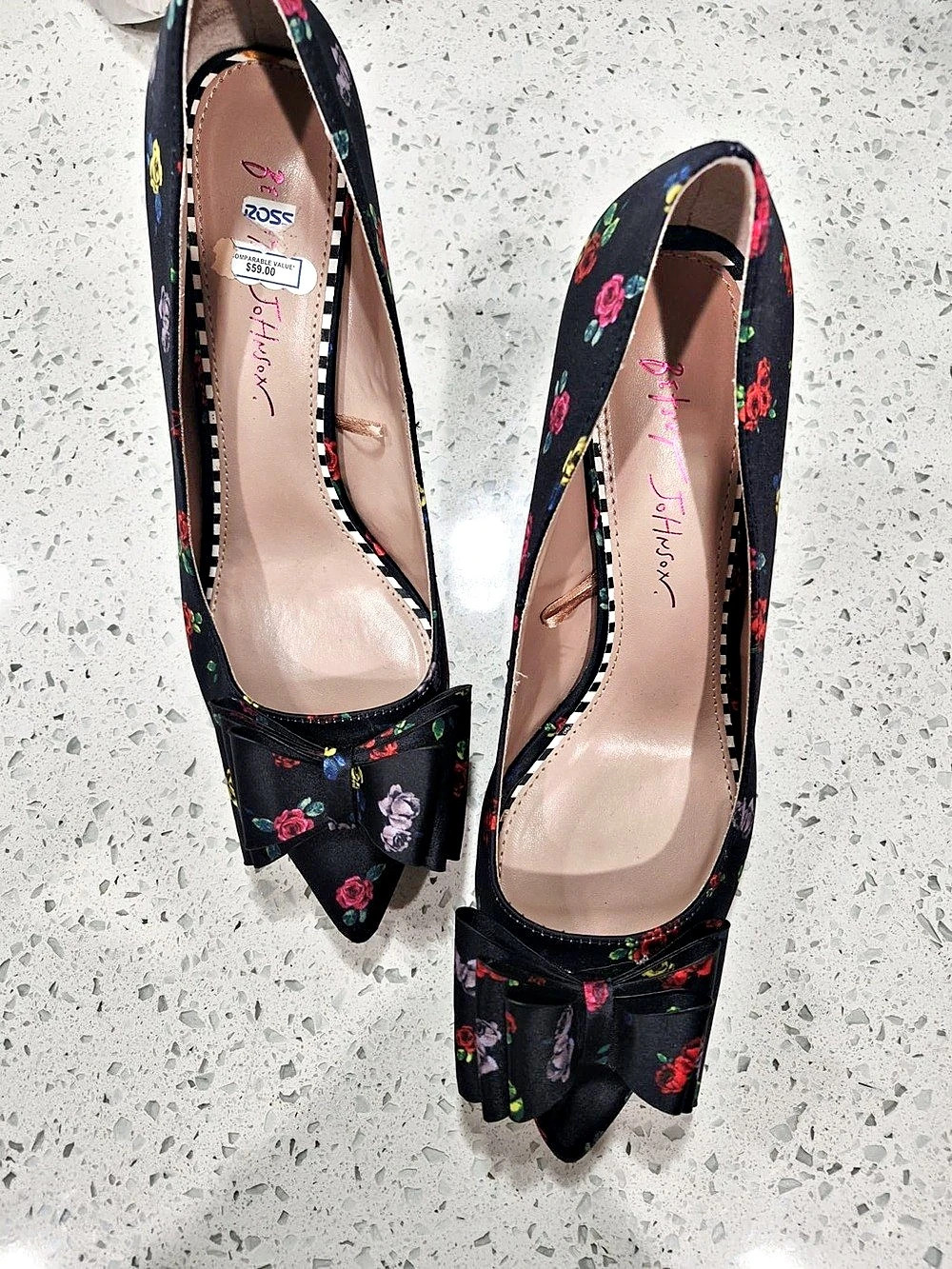 Irregular Choice Floral Bow Pumps in Black & Red US 8